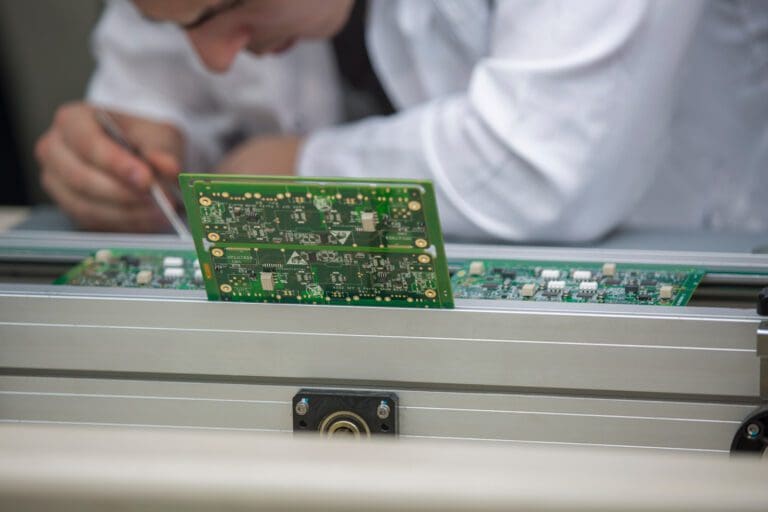 Automated SMT pick-and-place machine in operation