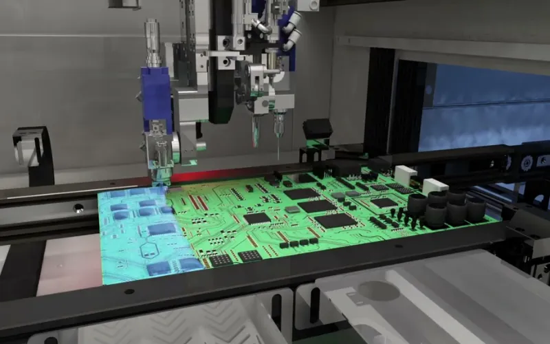Nordson Asymtek SL940 and C740 machines on the production floor at Key-Tech